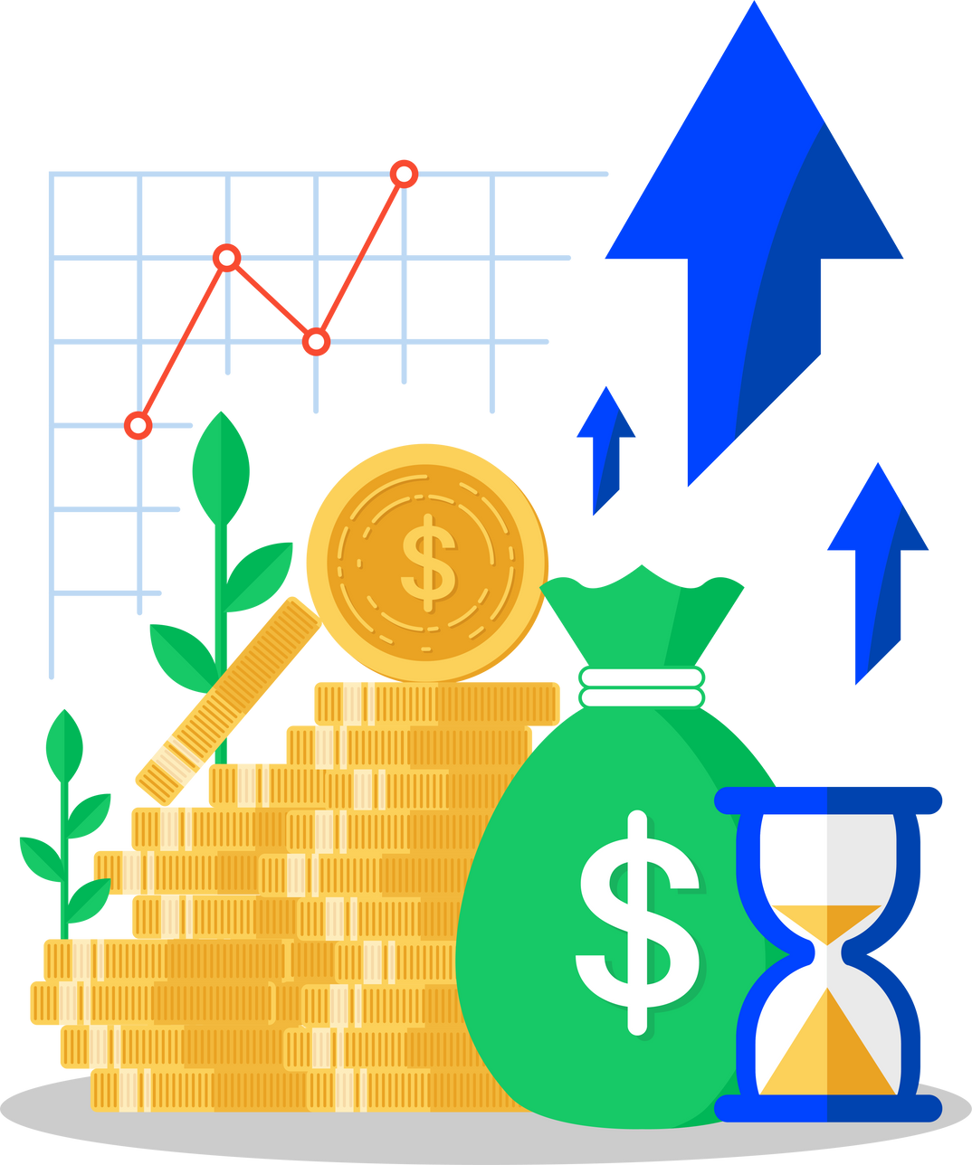Mutual fund, Income increase, financial strategy performance, interest rate, high return on investment, budget balance, revenue growth, credit money, flat icon, Vector illustration